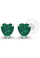 superb white gold heart emerald birthstone baby earrings